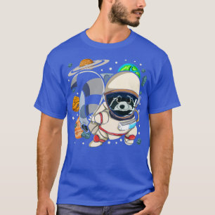 Camiseta racoon de astronautas de animales de ciencia espac