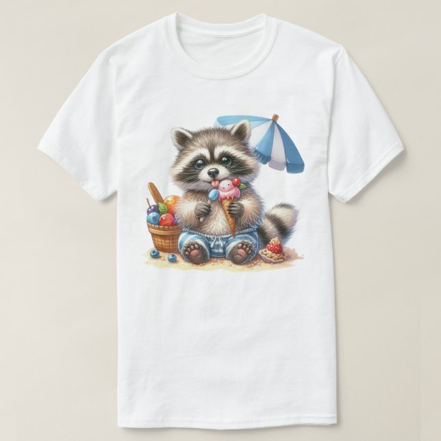 Camiseta Racoon de tratamientos de verano (Diseño del anverso)