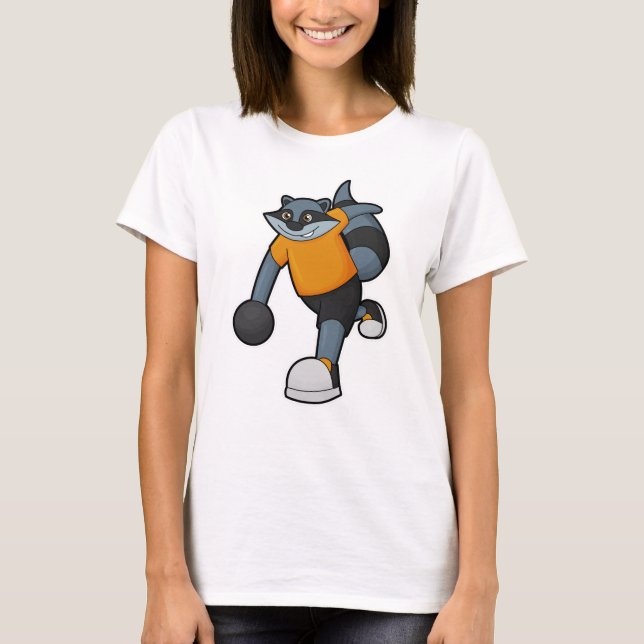 Camiseta Racoon en Bowling con bolas (Anverso)