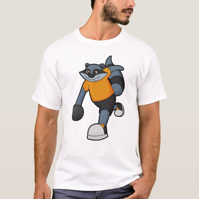 Camiseta Racoon en Bowling con bolas (Anverso)