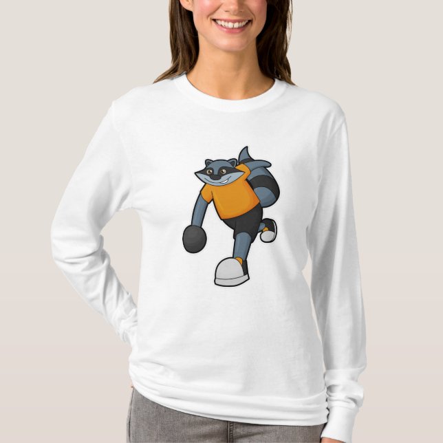 Camiseta Racoon en Bowling con bolas (Anverso)