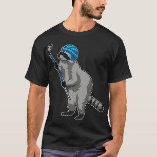 Camiseta Racoon en hockey sobre hielo con bastón de hockey 