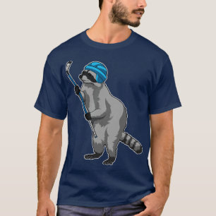 Camiseta Racoon en hockey sobre hielo con bastón de hockey 