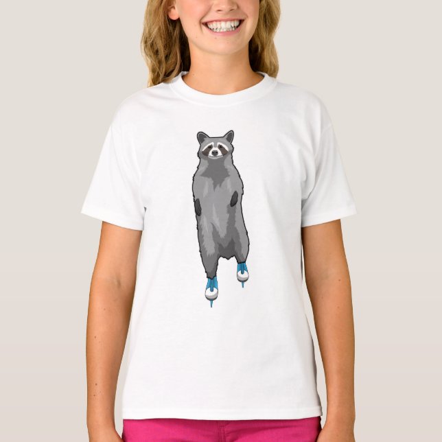 Camiseta Racoon en patinaje sobre hielo con patines de hiel (Anverso)