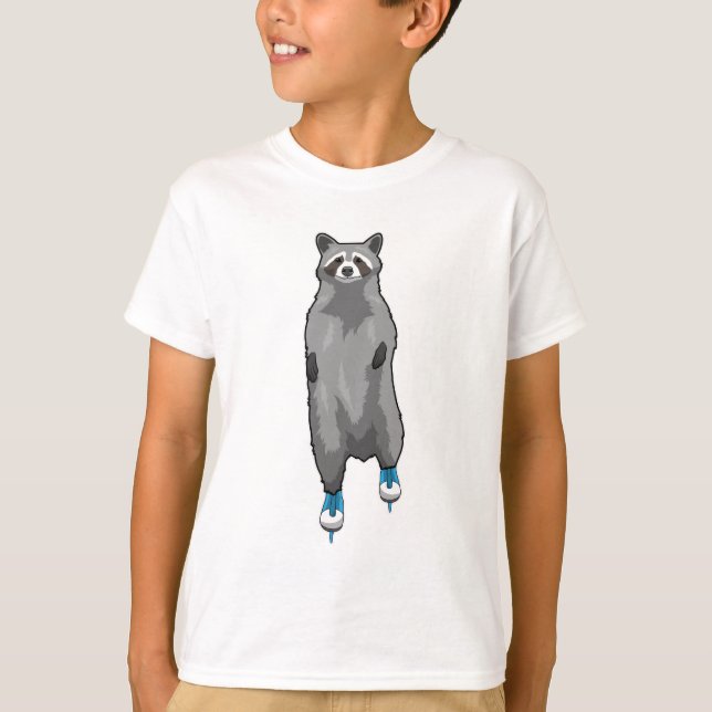 Camiseta Racoon en patinaje sobre hielo con patines de hiel (Anverso)