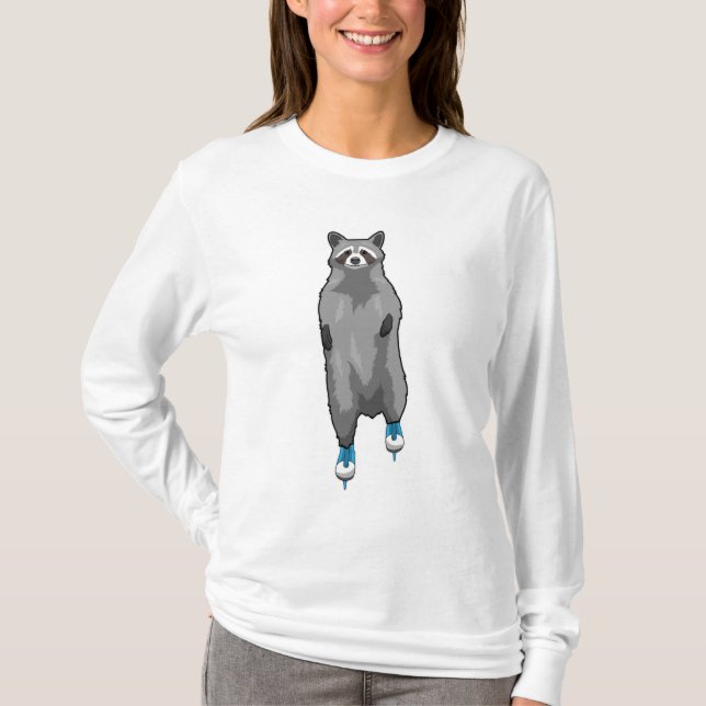 Camiseta Racoon en patinaje sobre hielo con patines de hiel (Anverso)