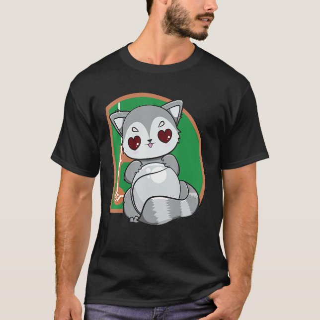 Camiseta Racoon Juega Béisbol Y Deportes De Equipo (Anverso)