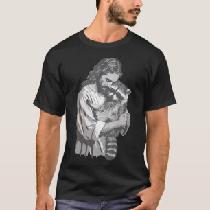 Camiseta Racoon Lover Trash Panda Christian Jesus Holding A