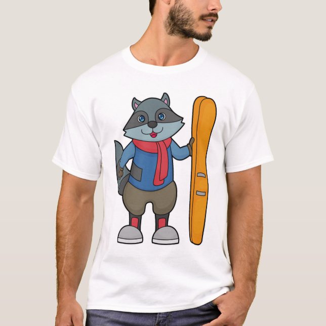 Camiseta Racoon Skier Ski (Anverso)