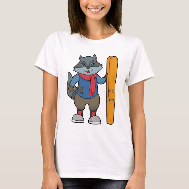 Camiseta Racoon Skier Ski (Anverso)
