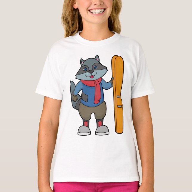 Camiseta Racoon Skier Ski (Anverso)