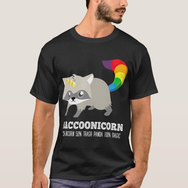 Camiseta Racoonicorn  Funny rash Panda Raccoon Unicorn (Anverso)