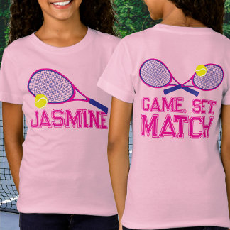 Camiseta Racquet de tenis y personalizado gráfico azul rosa