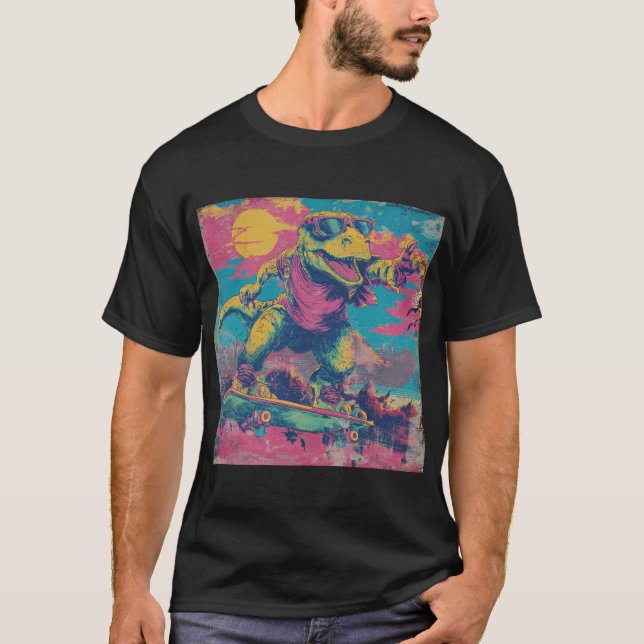 Camiseta Rad 80s Dino Skater with Shades (Anverso)