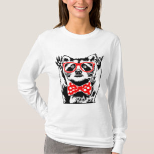 Camiseta Rad Raccoon usando Gafas Rojas y Polka Blanca