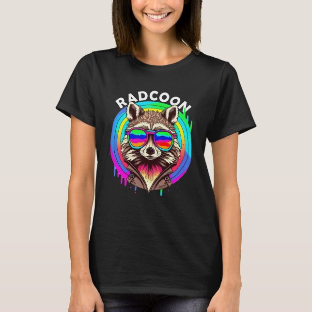 Camiseta Rad Racoon Radcoon Animal Gafas de sol 80 s Retro  (Anverso)