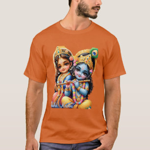 Camiseta Radha Krishna T-Shirt con el hexágono sagrado mult