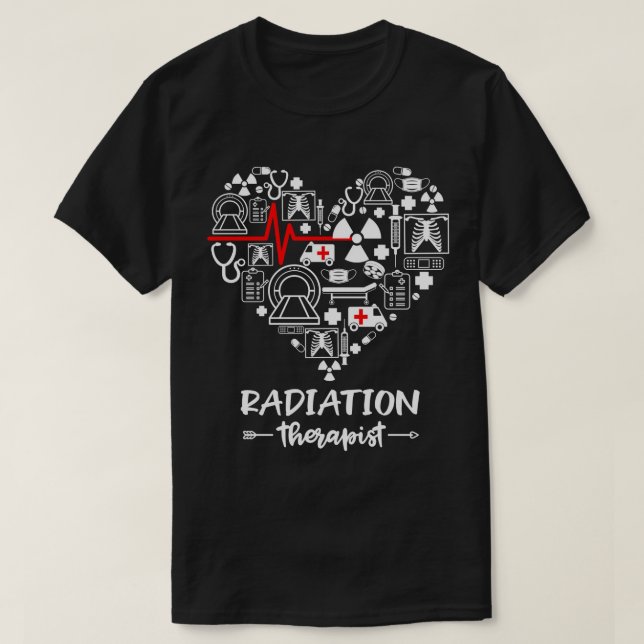 Camiseta Radiación Terapia Terapia Cardíaca Divertida Radia (Diseño del anverso)