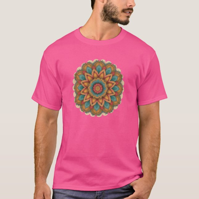 Camiseta Radiant Mandala Boho Style Design (Anverso)