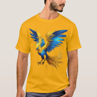 Camiseta Radiant Phoenix Sky T-Shirt: Belleza azul y amaril