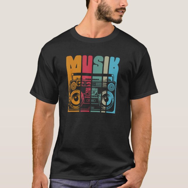 Camiseta Radio antigua de música y sistema estéreo móvil (Anverso)