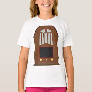 Camiseta Radio Antiguo de Tubos Estéreo de Madera Antigua
