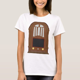 Camiseta Radio Antiguo de Tubos Estéreo de Madera Antigua