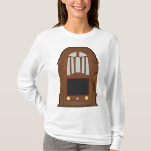 Camiseta Radio Antiguo de Tubos Estéreo de Madera Antigua