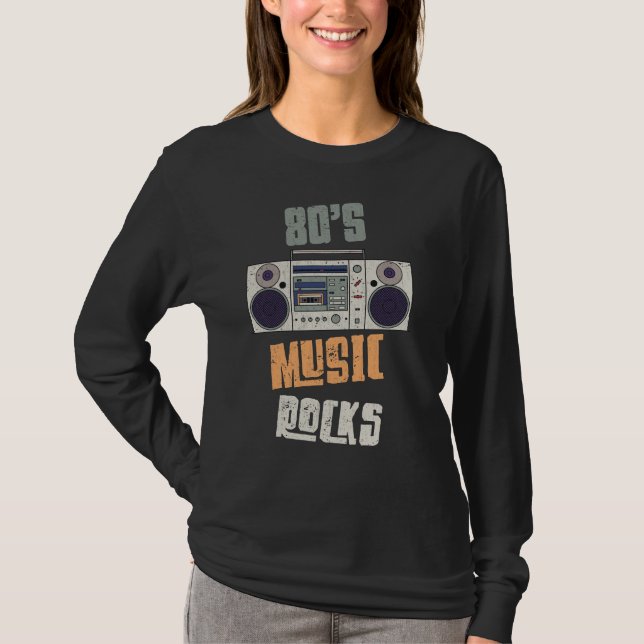 Camiseta Radio Cassette Vintage, Fiesta de música Old Rock  (Anverso)