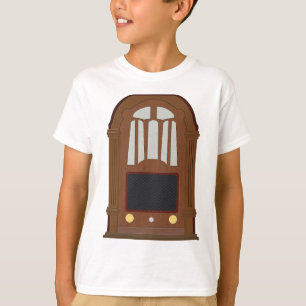 Camiseta Radio de Tubos Vintage Antiguo Estéreo de Madera