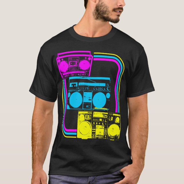 Camiseta Radio del retro Boombox del Corey Tiger 80 (Anverso)