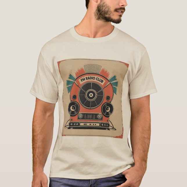 Camiseta Radio FM Club - Tee de arte de la radio retro (Anverso)
