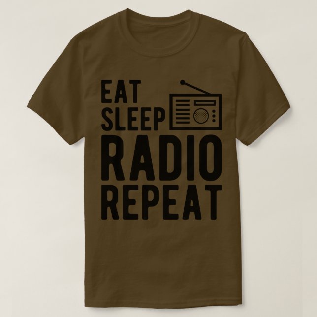 Camiseta Radio Operador de radio Eat Sleep Radio Repetir (Diseño del anverso)
