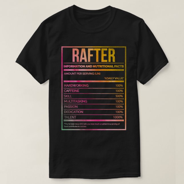 Camiseta Rafter Funny Rafting Nutrition Label en acuarela (Diseño del anverso)