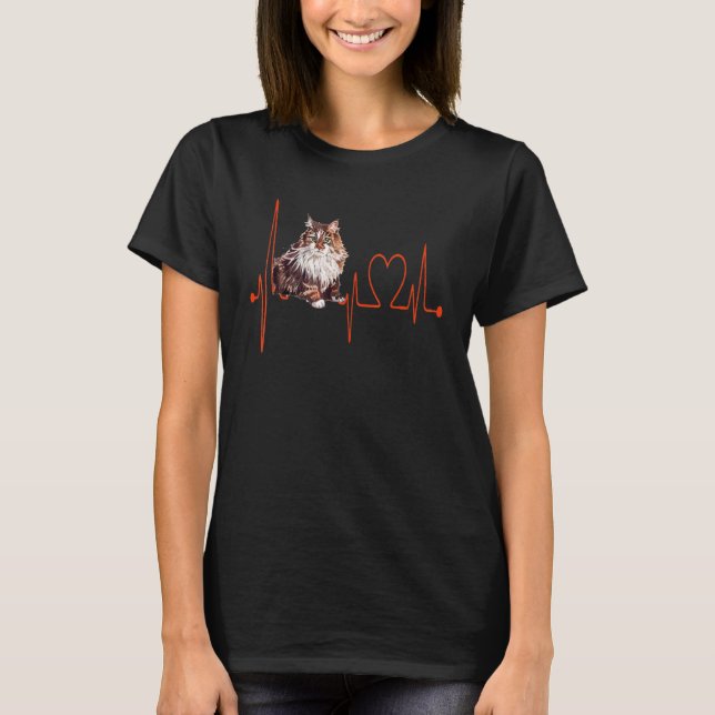 Camiseta Ragamuffin Cat Hearbeat EKG Divertido Me Encanta M (Anverso)
