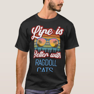 Camiseta Ragdoll Atardecer Retro Con Gatos Ragdoll