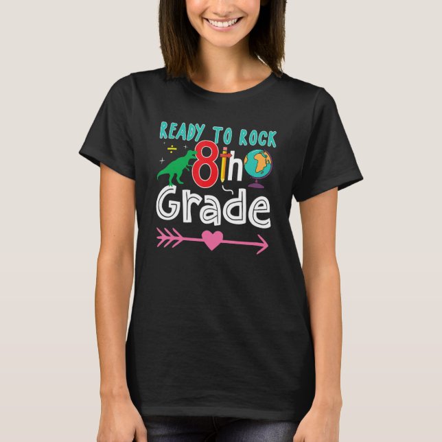 Camiseta Ragdoll Cat Back To School Ready To Rock 8th Grade (Anverso)
