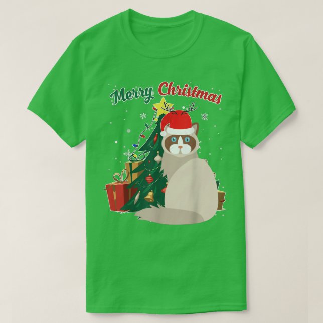 Camiseta Ragdoll Cat Christmas Tree Snow Flake Xmas Presen (Diseño del anverso)