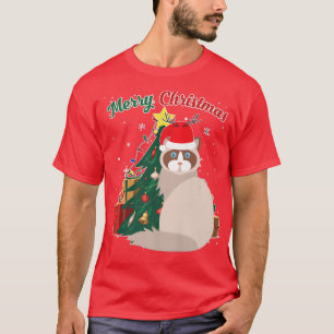 Camiseta Ragdoll Cat Christmas Tree Snow Flakes Xmas Presen