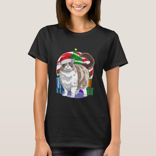 Camiseta Ragdoll Cat Cuke Santa Christmas Tree (Anverso)