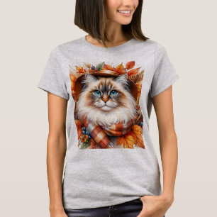 Camiseta Ragdoll Cat En Otoño Con Hojas Caídas