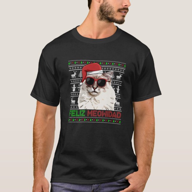 Camiseta Ragdoll Cat Feliz Meowidad Funny Navidades (Anverso)