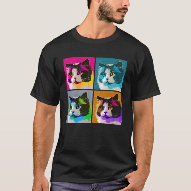 Camiseta Ragdoll Cat Pop Ilustracion Colorful Animal Men (Anverso)