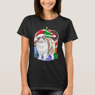 Camiseta Ragdoll Cat Santa Christmas Tree Decour