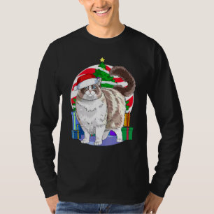 Camiseta Ragdoll Cat Santa Christmas Tree Decour