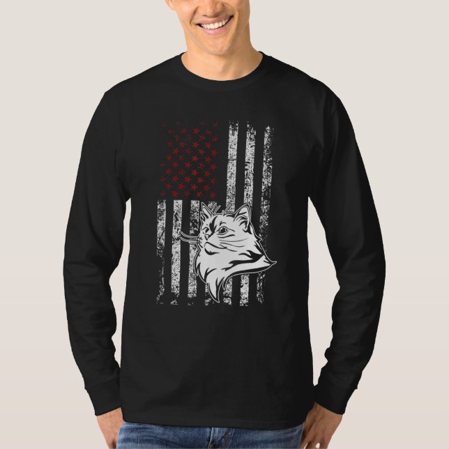 Camiseta Ragdoll Cat US Bandera Estadounidense Patriótica V (Anverso)