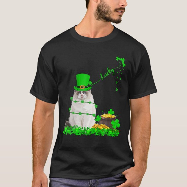 Camiseta Ragdoll Lover Leprechaun Gorra Lucky Ragdoll St. P (Anverso)
