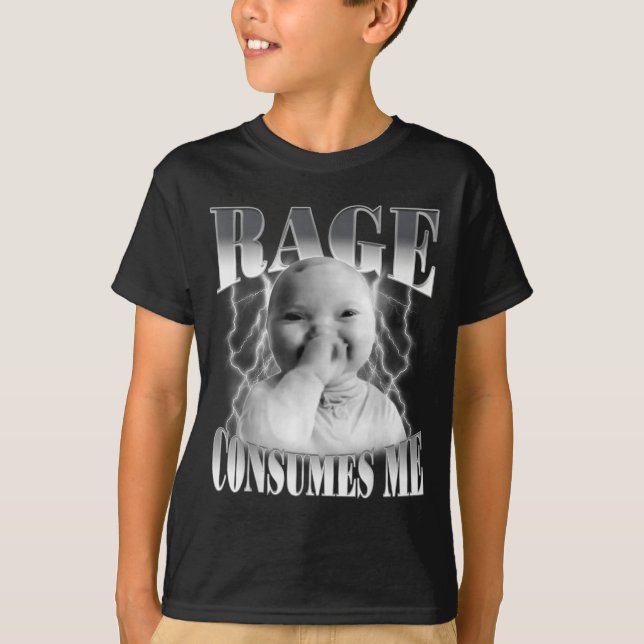 Camiseta Rage Consumes Me Funny Ai Baby Holding Laugh Brain (Anverso)