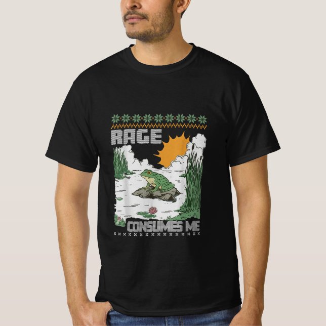 Camiseta Rage Consumes Me Funny Frog Meme Retro Humor Joke (Anverso)