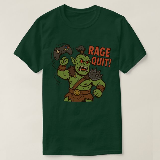 Camiseta Rage Quit Funny D&D Orc T-Shirt (Diseño del anverso)